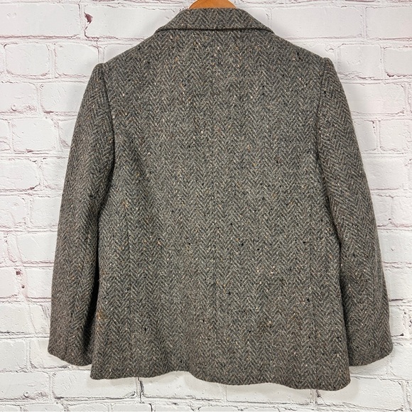Vintage Halston women’s wool blazer jacket size 6 six grey tan office career - Picture 4 of 8